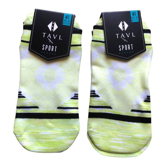 2 TAVI Sport NIP Women Thin Ultra Lite Compression Low Rise Parker Socks Citrus - Picture 1 of 11